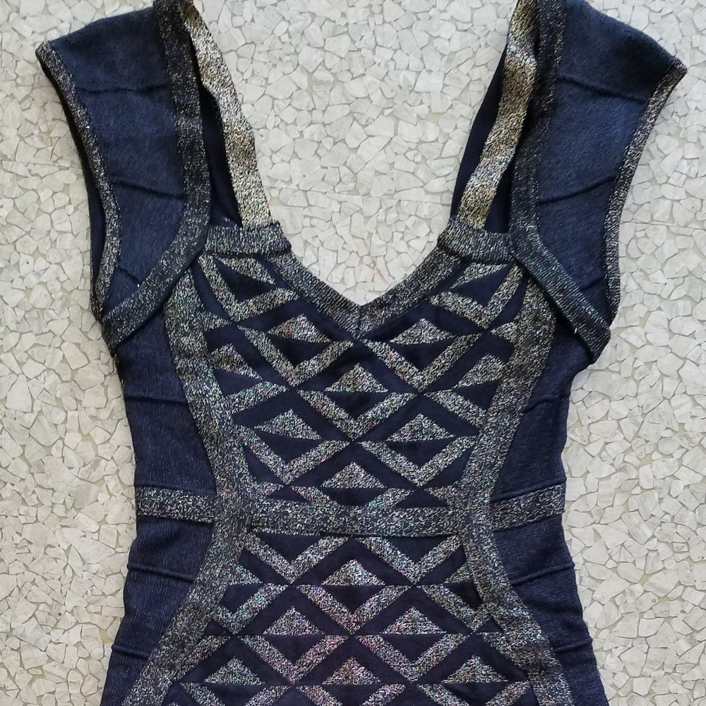 Bebe  black and gold knit dress XS